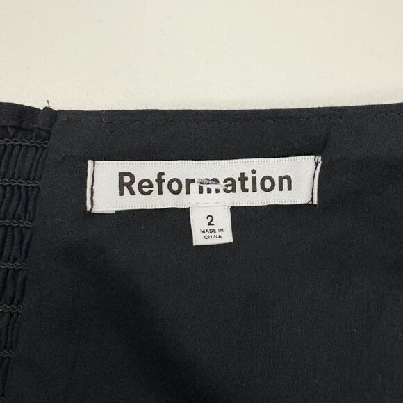 Reformation Black Stassie Dress Size 2 Halter Tie Neck Cutout Cotton Fit & Flare - Picture 5 of 7